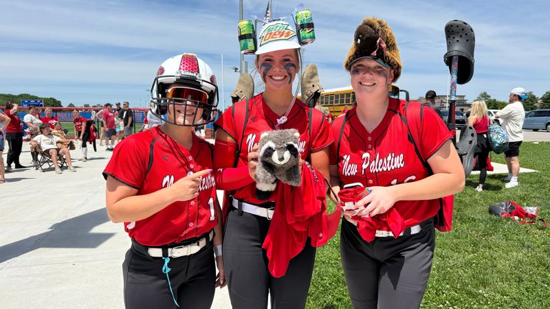 New Palestine's Payton Dye, Sadey Hughbanks and Cara Steele