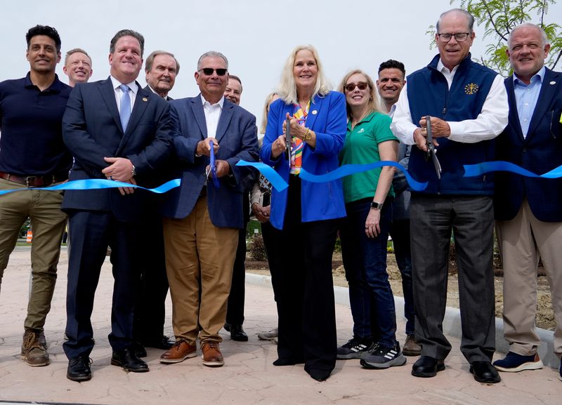 State, city and county officials cut the ribbon to mark the opening of the final interchange at 141st Street as part of the State Road 37 Improvement project on Tuesday, May 26, 2026, at 141st Street in Noblesville, Indiana.