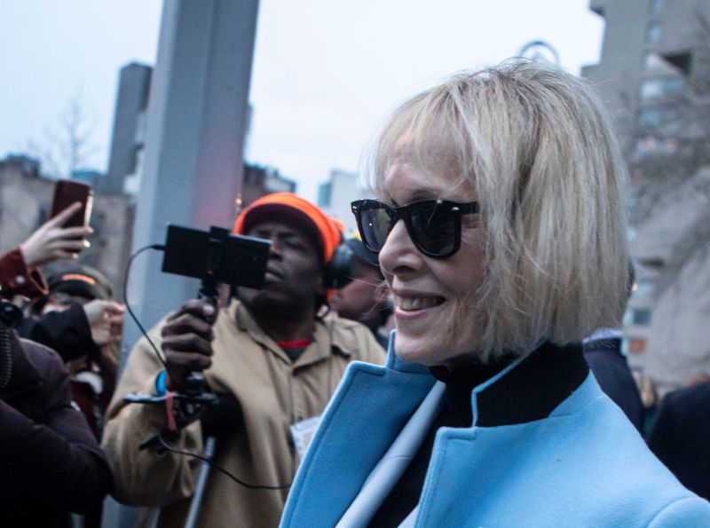 E. Jean Carroll leaves the Daniel Patrick Moynihan United States Courthouse in New York City on Jan. 25, 2024, after proceedings ended for the day in the defamation lawsuit against Donald Trump. Carroll is suing Donald Trump for assailing her character and credibility after she accused him of sexual assault. Another jury has already held that Trump owes Carroll at least $5 million.