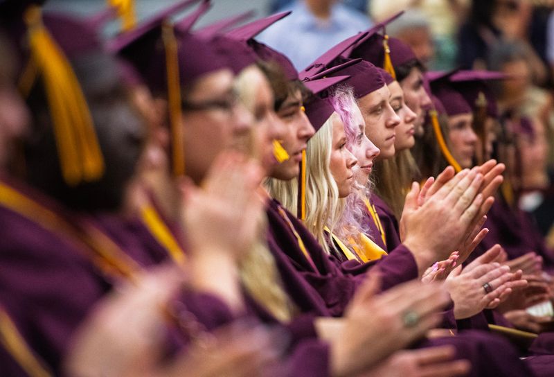 North students applaud during graduation at Bloomington High School North on Saturday, May 30, 2026.