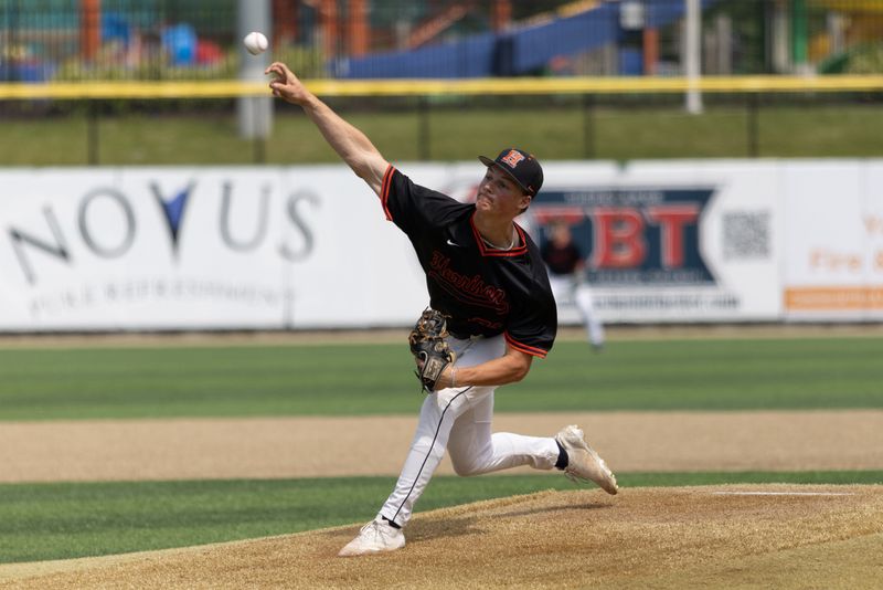 Harrison junior Chase Gothrup delivers a pitch against Lafayette Jeff in a Class 4A sectional baseball semifinal at Loeb Stadium in Lafayette, Indiana, on May 30, 2026.