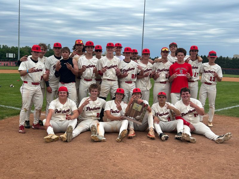 The North Central baseball team poses after its sectional championship win over Lawrence North.