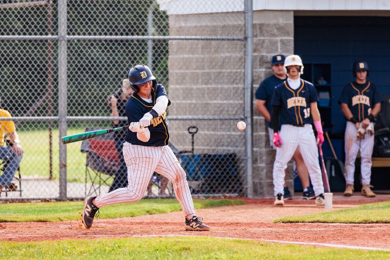 Delta senior Kaden Crist (14) at bat at the IHSAA Class 3A Baseball Sectional #24 at Jay County High School.