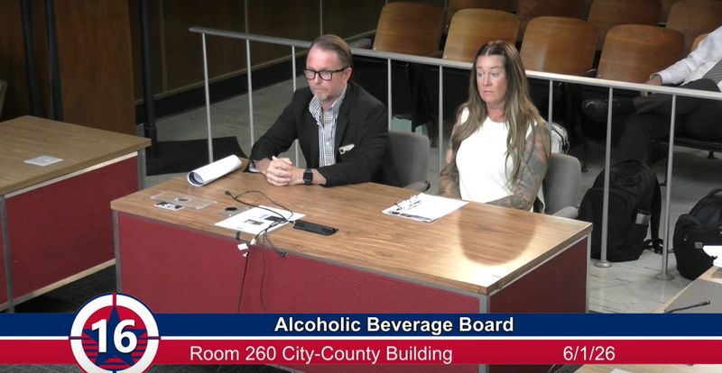 Slater Hogan and Brandy Allen, members of BSL Entertainment, which owns the Patron Saint, testify before the Marion County Alcoholic Beverage Board on June 1, 2026.