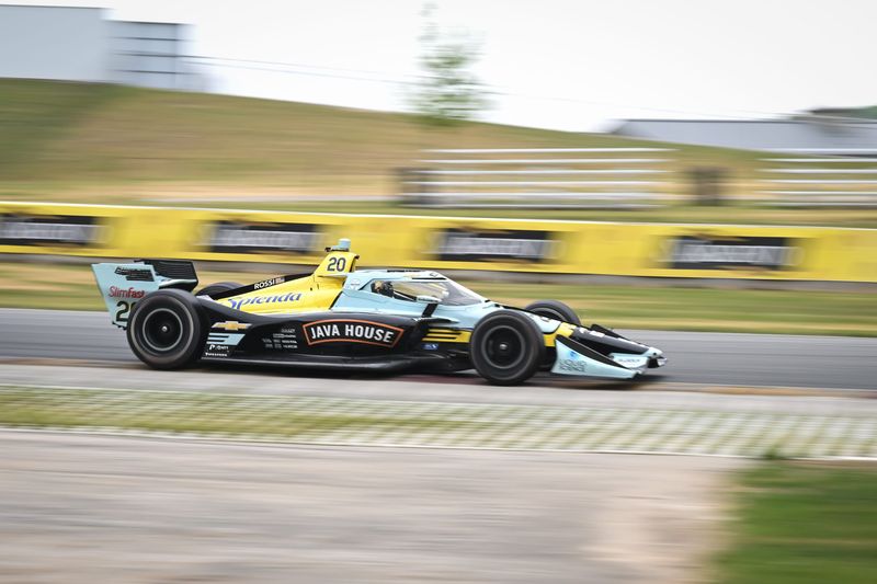 Alexander Rossi drives toward Turn 7 during an NTT IndyCar Series test Tuesday, June 9, 2026, at Road America in Elkhart Lake, Wisconsin