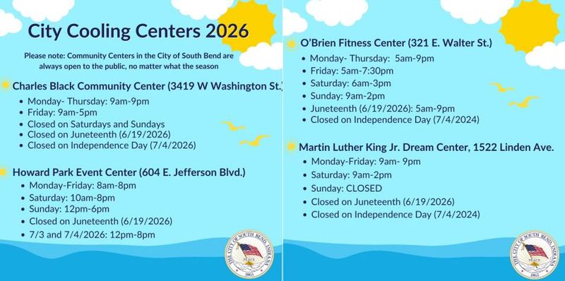 Facilities around South Bend and Mishawaka are open this summer as cooling centers.