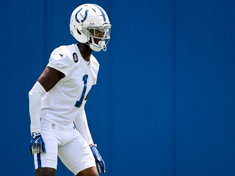 Jun 10, 2026; Indianapolis, IN, USA; Indianapolis Colts cornerback Sauce Gardner (1) looks on during minicamp at Indiana Farm Bureau Football Center. Mandatory Credit: Robert Goddin-Imagn Images