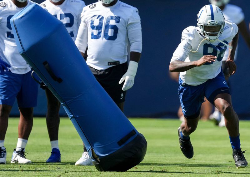 Indianapolis Colts defensive end Arden Key (98) practices during the teamâ€™s minicamp Thursday, June 11, 2026, at the Indiana Farm Bureau Football Center in Indianapolis.