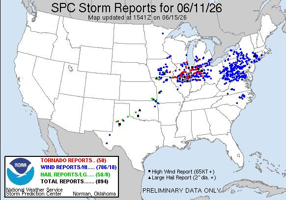 At least 21 tornadoes occurred across Indiana on June 11, 2026.