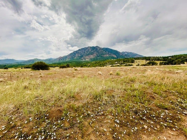 Cheyenne Mountain seen from a distance.