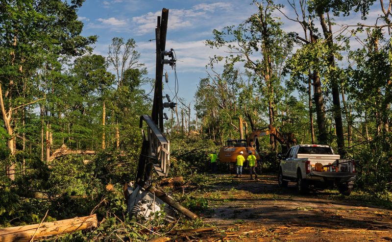 Burma Road north of Bloomington on Thursday, June 18, after large storms and suspected tornado the night before came through causing substantial damage.