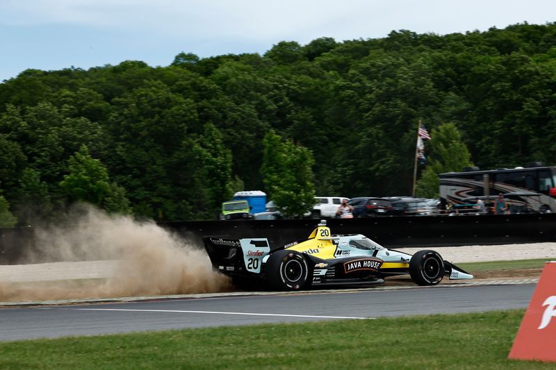 Alexander Rossi runs wide in Turn 14 during NTT IndyCar Series XPEL Grand Prix practice Friday, June 19, 2026, at Road America in Elkhart Lake, Wisconsin.
