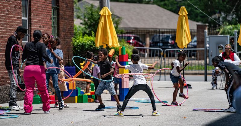Young guests hula hoop during the the Madam Walker Legacy Center’s 4th Annual Legacy Fest, honoring the legacy of Madam C.J. Walker on Saturday, June 20, 2026, in Indianapolis. The celebration also honors the month of June, nationally recognized as Black Music Month.