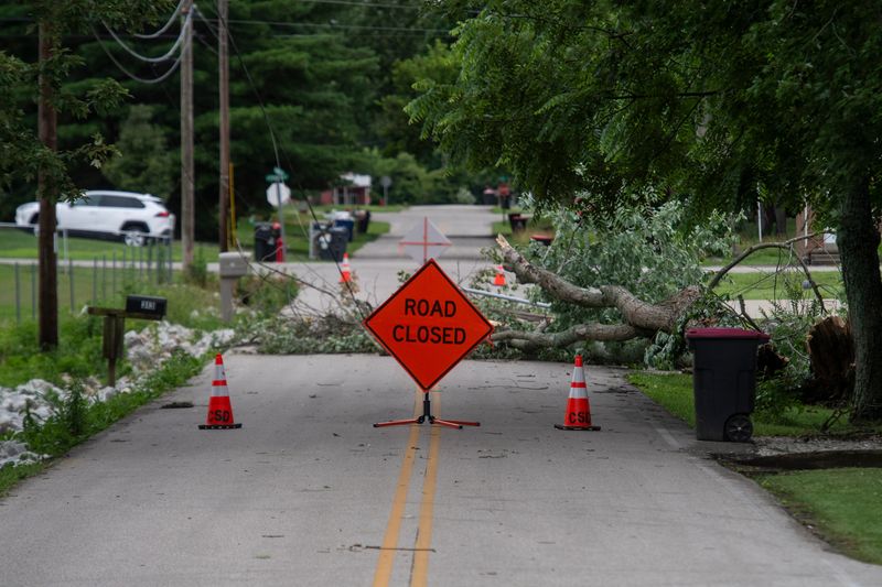 Storm damage is seen in Chandler, Ind., Monday after a tornado hit the area Sunday evening June 22, 2026.