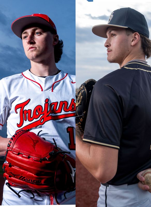 Center Grove's Gannon Grant (left) and Shelbyville's Aiden Smith (right) are co-Baseball Players of the Year.