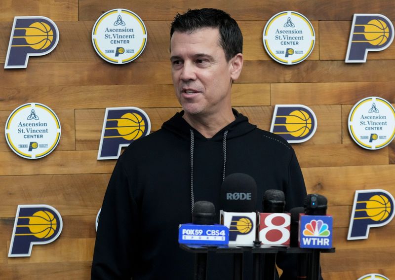 Indiana Pacers general manager Chad Buchanan speaks Thursday, June 25, 2026, at Ascension St. Vincent Center in Indianapolis.