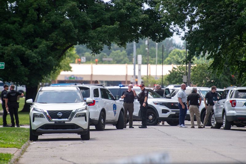 Evansville police investigate after an officer involved shooting incident in the 500 block of Colonial Avenue in Evansville, Ind., Thursday, June 25, 2026.