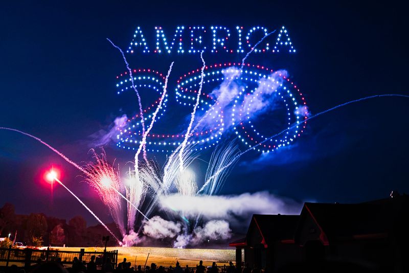 Holiday World celebrates July 1-4 with 500 drones, fireworks, a military band and new attraction reveal, plus nightly shows through Aug. 3.