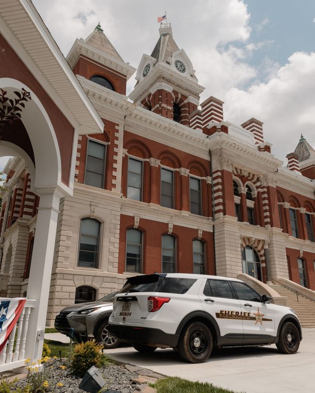 The Gibson County Courthouse, as seen on Thursday, June 25, 2026, where Patrick Waite is standing trial for the alleged 2025 murder of three of his family members inside his Haubstadt, Indiana, home.