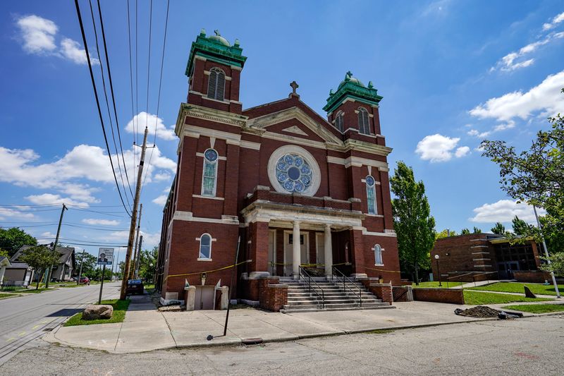 The St. Francis de Sales Church building sits on the former Martin University campus on Wednesday, June 24, 2026 in Indianapolis. The facility, built in 1913, originally served as Martin's main building.