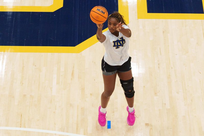 Freshman Jacy Abii shoots a 3-pointer during a Notre Dame women's basketball practice at Rolfs Athletics Hall on Thursday, July 16, 2026, in South Bend.