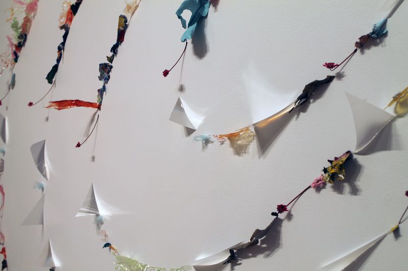 Danielle Felice Riede , an artist and professor at the Herron School of Art and Design in Indianapolis, collects left-behind paint scraps to inspire new forms for her work.