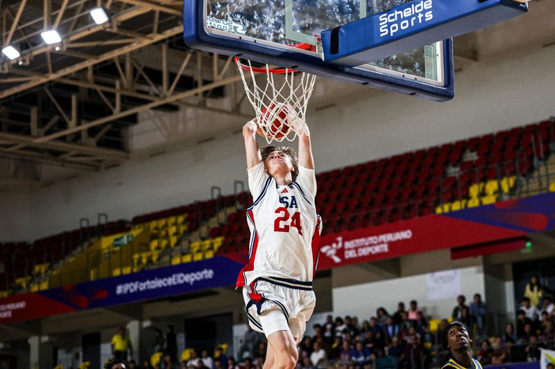 Indiana basketball forward Vaughn Karvala dunks the ball against the Virgin Islands in the FISU America Games on Thursday, July 23, 2026.