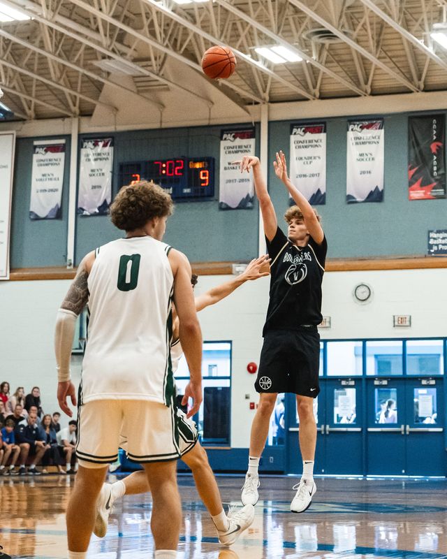 Purdue basketball's Jacob Webber shoots a 3-pointer against University of the Fraser Valley at Capilano University on July 29, 2026. Webber made 6 of 7 from 3-point range and scored 21 points in a 97-62 victory.