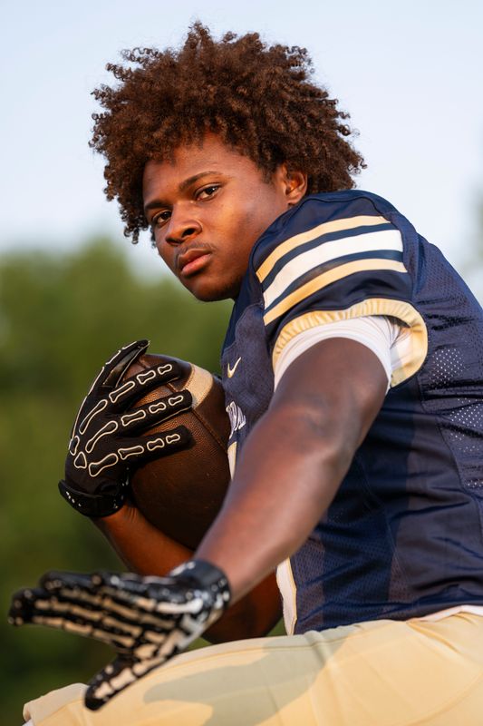 Cathedral running back Xavier Dangerfield poses for a portrait Tuesday, July 28, 2026, at Brebeuf Jesuit Preparatory School in Indianapolis.
