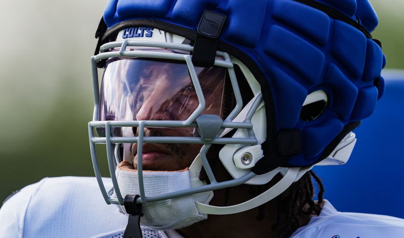 Indianapolis Colts running back Jonathan Taylor (28) walks on the field Monday, Aug. 3, 2026, during practice at Colts Camp at Grand Park in Westfield.