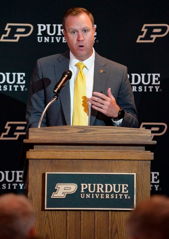 Tommy McClelland is announced as the new Purdue Athletic Director at Purdue University on Thursday, Aug. 6, 2026, in West Lafayette Ind.