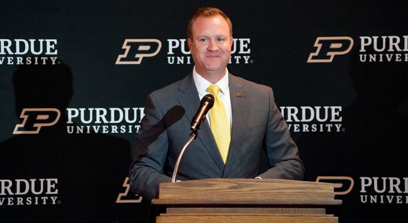 Tommy McClelland is announced as the new Purdue Athletic Director at Purdue University on Thursday, Aug. 6, 2026, in West Lafayette Ind.