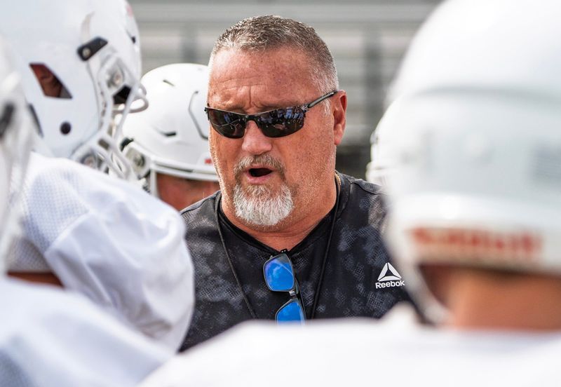 Owen Valley Head Coach Troy Burgess during Owen Valley High School football practice on Thursday, Aug. 6, 2026.