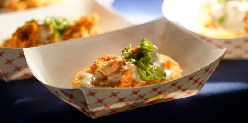Buffalo Chicken Tots (general concessions) are on the menu during the Colts Culinary Showcase at Lucas Oil Stadium on Tuesday, Aug. 11, 2026, in Indianapolis.