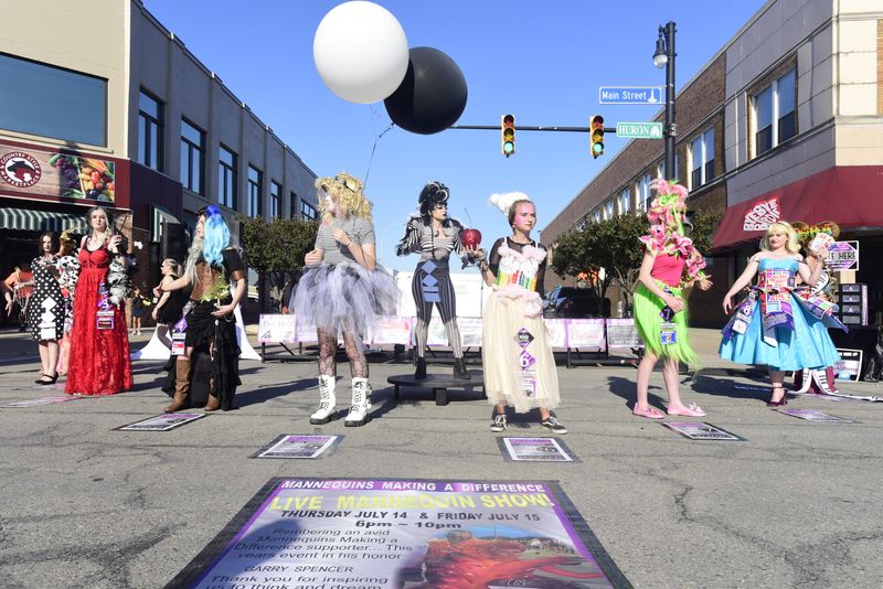 All of the performers of the Mannequins Making a Difference event during family night festivities as part of Boat Week and Blue Water Festival in downtown Port Huron on Thursday, July 14, 2022.