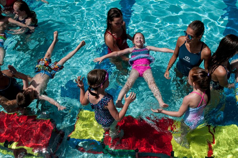 Riley Morden of Port Huron floats on her back during a swim class at Sanborn Pool in Port Huron in this June 2017 file photo.