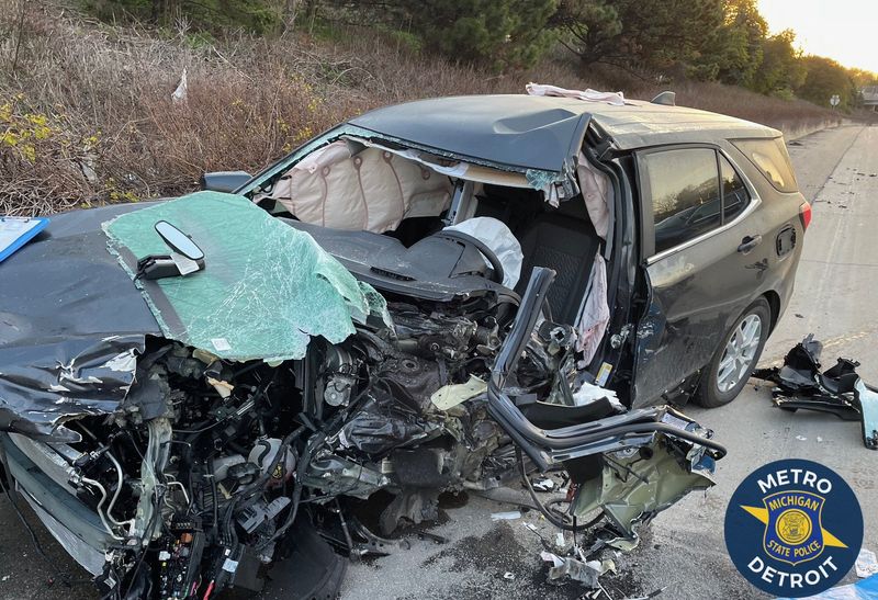 A Chevy SUV was involved in a head-on collision on I-696 in Roseville on Friday, May 5, 2023. A 62-year-old Harper Woods resident was killed in the crash.