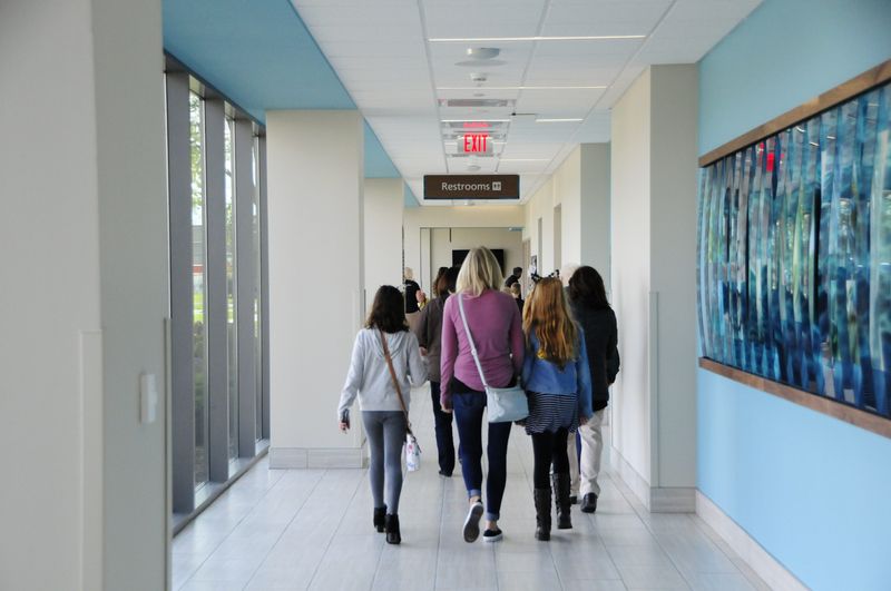 Visitors walk one of the hallways during an open house for McLaren Port Huron hospital's new South Tower on Saturday, Sept. 29, 2018.