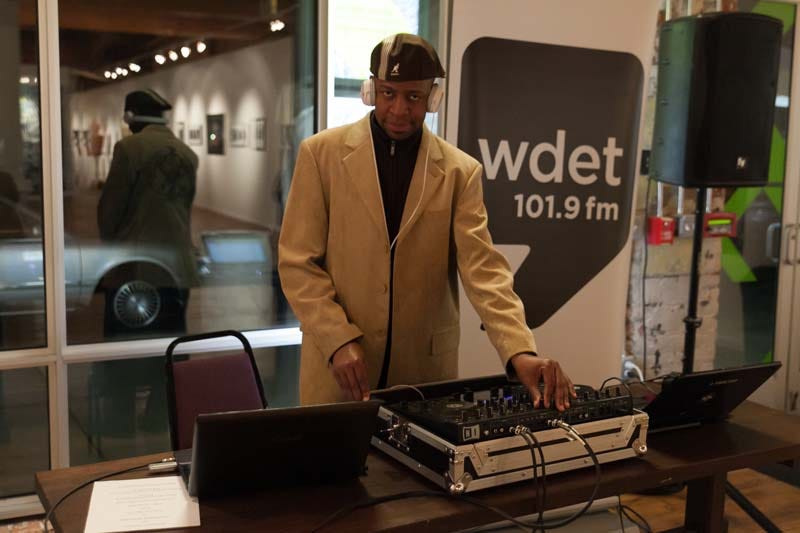 WDET radio host Chris Campbell provided the music at the N'Namdi Center for Contemporary Art during Art X Detroit 2015 Opening Night festivities in Detroit on Thursday, April 9, 2015.