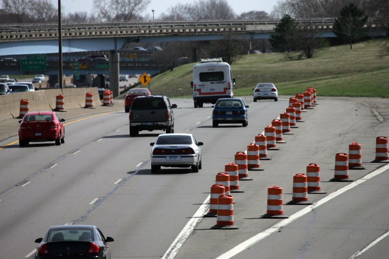 Traffic flows on westbound Interstate 94 in Macomb County, seen here in 2010. In February 2025, the Michigan Department of Transportation approved a permit request from U.S. Customs and Border Protection and Homeland Security Investigations to place a surveillance camera with a license plate reader on I-94 in Macomb County. It's unclear where on the highway the camera was placed.