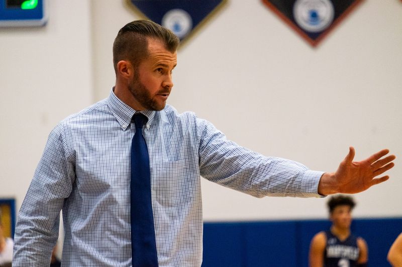 Marysville coach Erik Schunk shouts is seen during their game a Croswell-Lexington in Croswell on Tuesday, Dec. 10, 2019.
