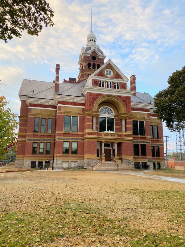 Landscaping work at the old Lenawee County Courthouse, such as reseeding the lawn, took place last week after work on the building's exterior was finished. A historical restoration and modernization project at the courthouse is nearing completion.