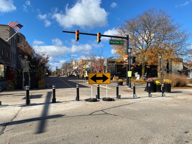 The new bollards in downtown Northville will allow easy street closures for parades, festivals and events.