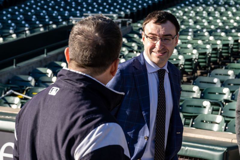 New Tigers TV broadcaster Jason Benetti at Comerica Park on Thursday, Nov. 9, 2023.