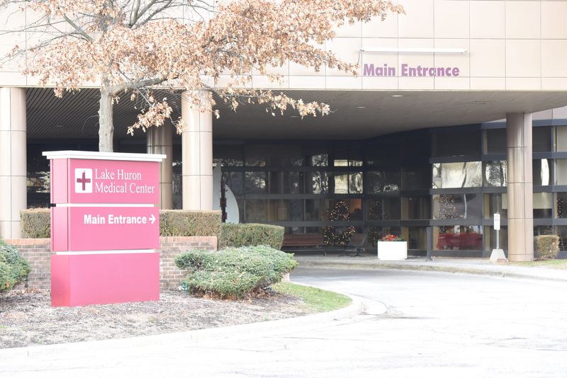 The entrance to Lake Huron Medical Center on Dec. 20, 2023. Police are investigating unidentified organs found in the hospital's parking lot.