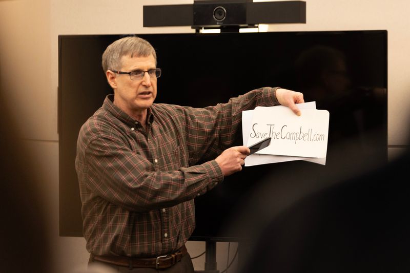 Joe McCarter announces a petition drive to "Save the Campbell."