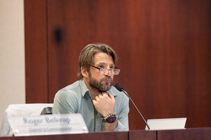 Chris Kleinjans listens to public comment during a meeting of the Ottawa County Board in May 2024.