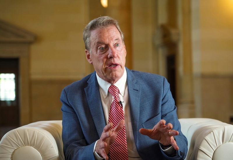 Ford Motor Company executive chair Bill Ford speaks to the Detroit Free Press from the lobby of the renovated Michigan Central Station in Detroit on Thursday, May 16, 2024.