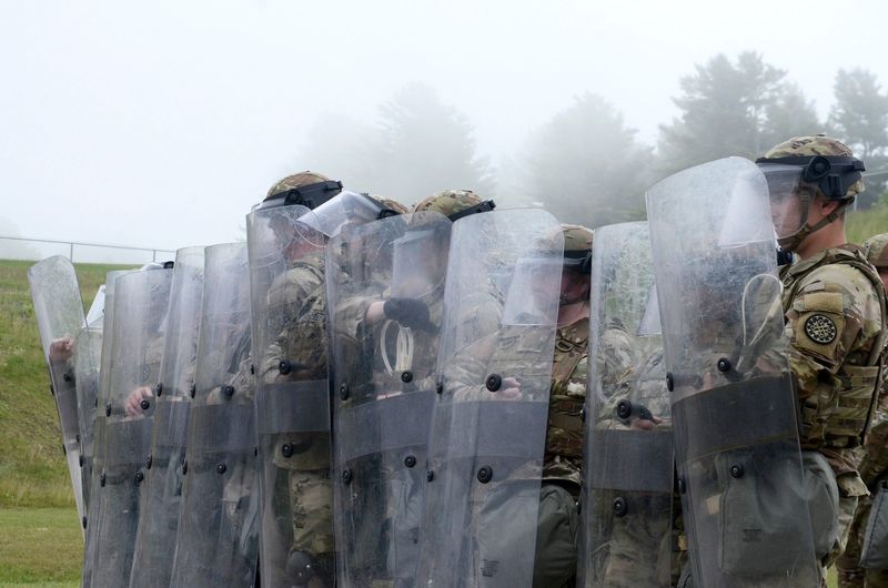 Members of the National Guard are seen during joint training exercises on June 25, 2024 at the Emmet County Fairgrounds in Petoskey.