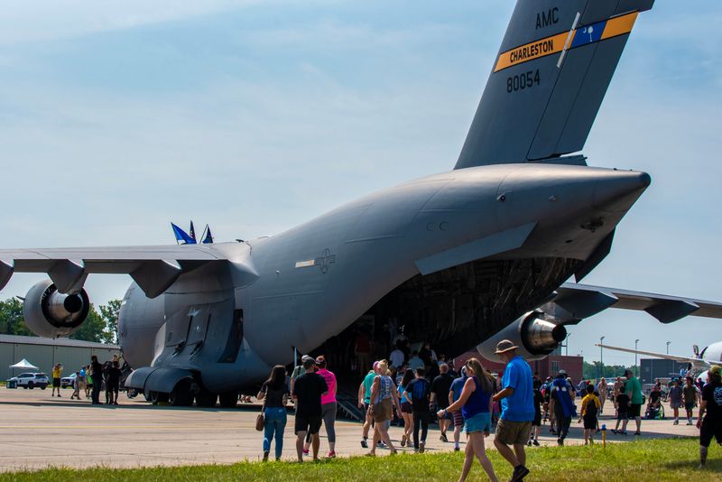 A US Air Force Boeing Globemaster is on display at the Thunder Over Michigan Air Show at Willow Run Airport in Ypsilanti near Sunday, July 21, 2024.